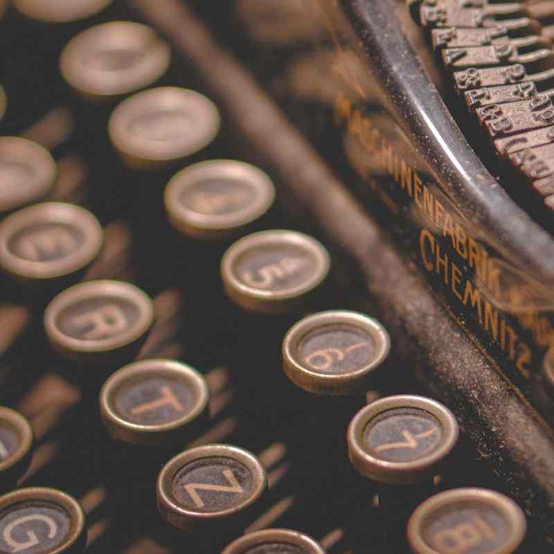 Close-up of old fashioned typewriter keys. Imagine Hemingway working on a novel, typing out his masterpiece.