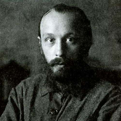 Mikhail Bakhtin, Soviet era literary theorist, 1895 - 1975. A towering intellect who never left Russia even though he was internally exiled as a young man. Gail Owen writer is a huge fan of his because he shaped the way we discuss literary theory today. His books are extremely dense but successfully demonstrate how much technique there is to the intangible craft of storytelling. In this picture, he is young with a dark beard and an early receding hairline. The picture is black and white but his eyes are shining and intense.